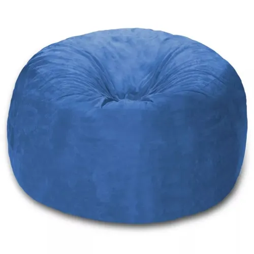 Puff Redondo 80x20 Em Suede Premium Azul Royal S/ Enchimento