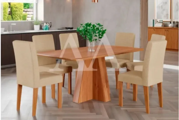 Conjunto de mesa 6 cadeiras cimol Maite S/ vidro regular 