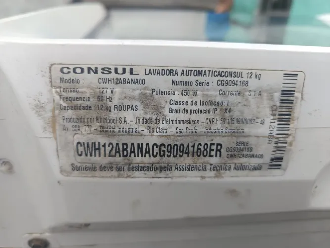 Máquina de lavar roupa Consul 12k com defeito