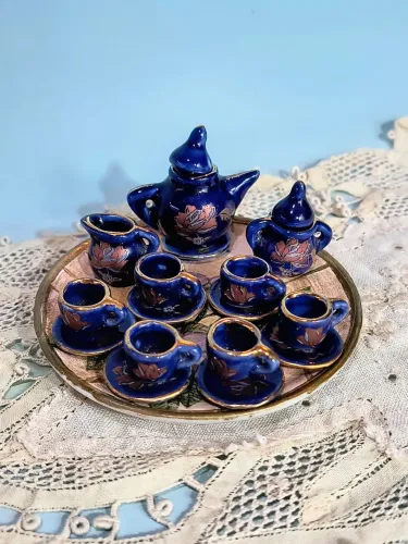 Conjunto de chá em miniatura Antigo raro colecionador antiquario decoração vintage cozinha