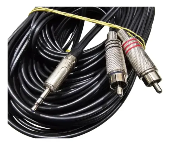 BSV110048 Cabo P2 Para 2 Rca Metal 6mm 20 metros Brucceshop Preto