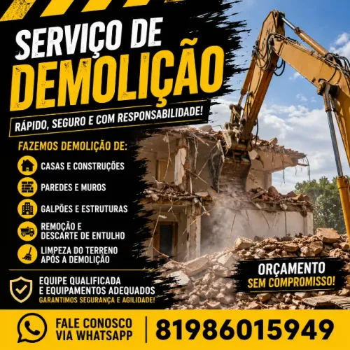 Serviço de demolição e Venda de aterro - Orçamento grátis