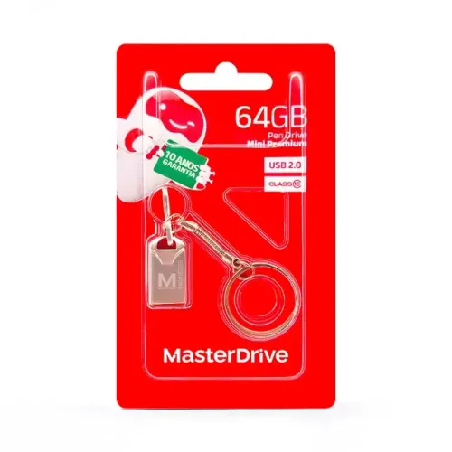 Mini Pendrive 64gb Chaveiro Masterdrive Premium Cor Prateado 10 anos de garantia
