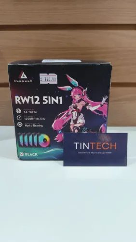 Kit 5 Fans Acegeek RW12 120mm RGB - Preto