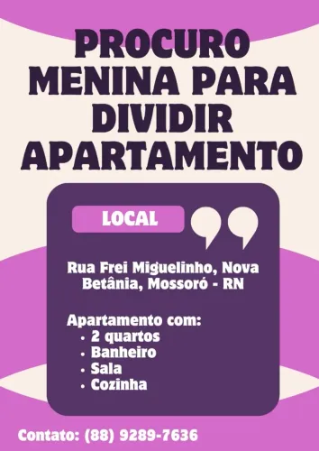 Vaga Feminina para dividir Apartamento