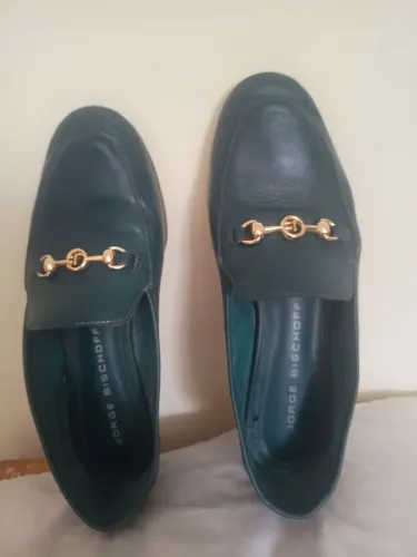 Mocassim Verde Jorge Bischoff de Couro com Fivela Dourada Dulce
