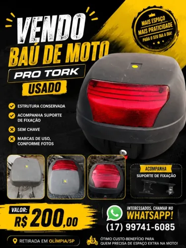 Baú Para Moto usado sem chave