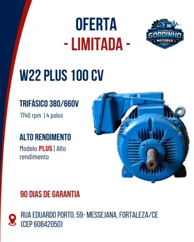 Motor elétrico Trifásico 100 CV de média/baixa rotação.