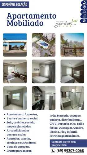 Alugo apartamento mobiliado no Garden Club