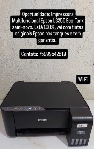Impressora Multifuncional Epson L3250 Eco-tank em estado de nova.