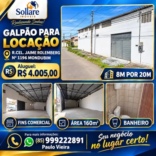 Alugo Galpão na Rua Rua Cel. Jaime Rolemberg Para Fins Comerciais e Estoque, 160 m²