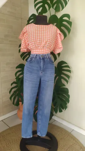 Calça jeans mom feminina lavagem clara BLUE streel Tam 38.
