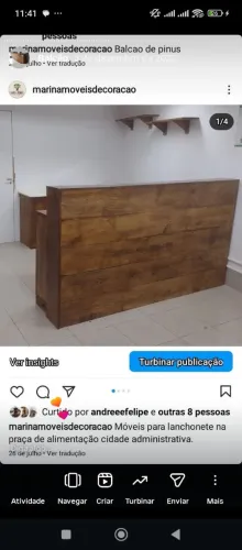 Balcão de madeira rústico para comércio