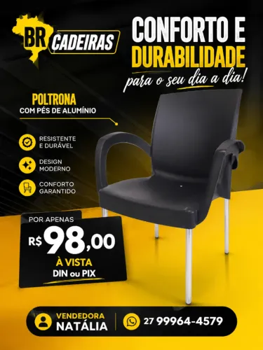 CADEIRA POLTRONA COM PÉS DE ALUMÍNIO