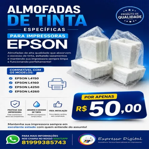 Almofadas de tinta específica para os modelos de impressoras Epson L4150, L4160, L4250 etc