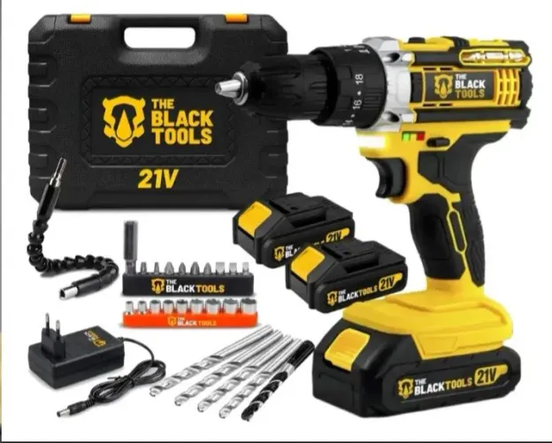 Parafusadeira e Furadeira de Impacto Profissional 02 Baterias com Maleta Amarelo.