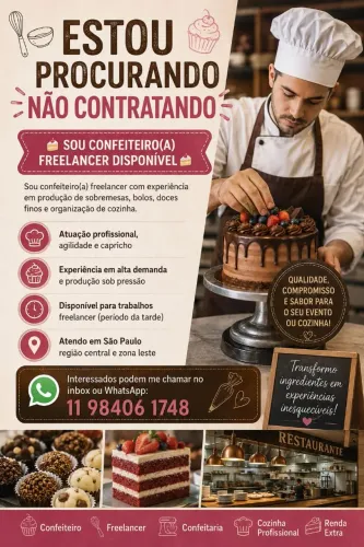 Confeiteiro Profissional freelancer