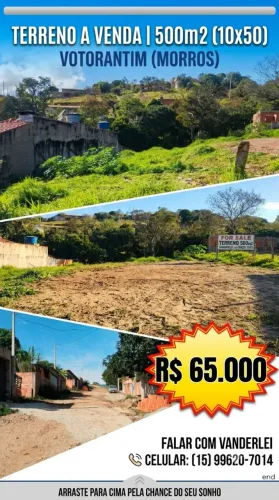 Ótimo Terreno de 500m² para Chácara - Bairro dos Morros / Maria Luíza - Votorantim