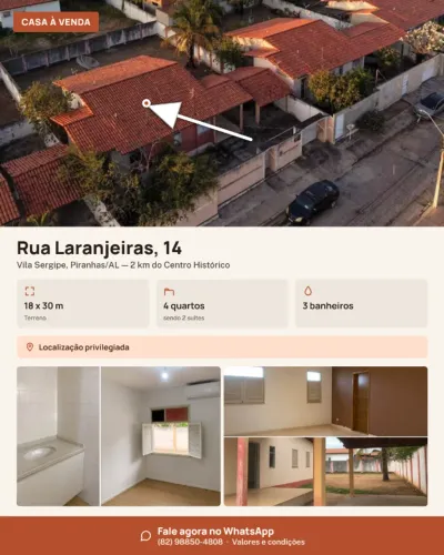 VENDO CASA EM PIRANHAS/AL NA VILA SERGIPE