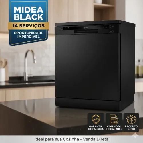 Lava Louças 14 Serviços Preta Midea 110V - NOVA COM NF E GARANTIA