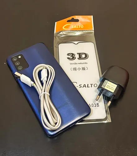 SAMSUNG A03s - AZUL - 64GB (ACOMPANHA 3 PELÍCULAS E CARREGADOR)