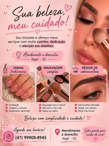 ? Maquiagem Simples | ? Unhas Tradicionais | ? Design de Sobrancelha
