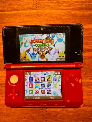 Nintendo 3DS Old Flame Red Destravado + SD 32GB + Carregador Paralelo