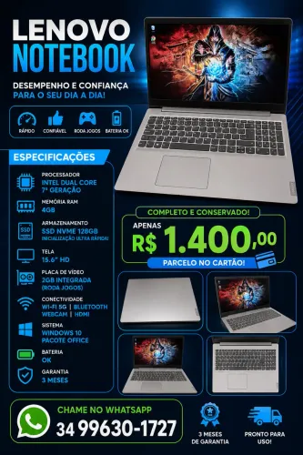 Notebook Lenovo completo + Brinde