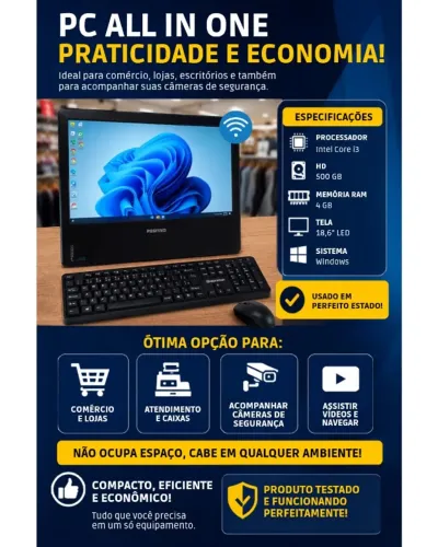 Computador PC All In One Positivo 18,5" - Praticidade e Economia