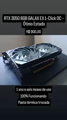 RTX 3050 8GB Galax EX OC Gamer | Perfeita para Full HD, CS2, Fortnite, GTA e Warzone