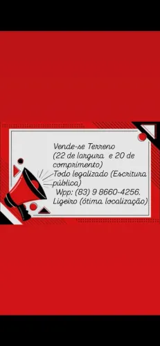 Terreno no ligeiro, queimadas (PB)