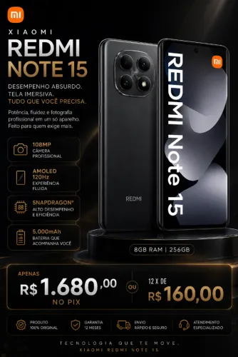 Smartphone Xiaomi Note 15 8gb ram 256gb rom cores