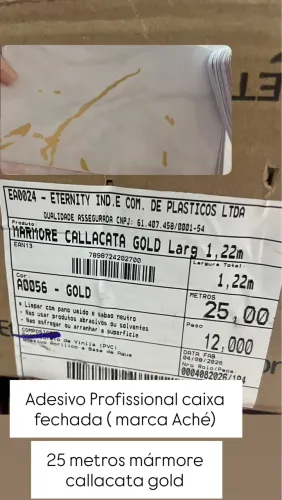 Vende-se caixa fechada 25 metros Adesivo Profissional Mármore Gold