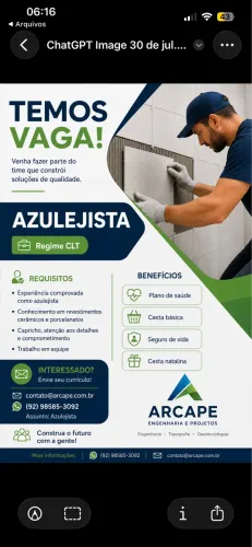 Vaga para azulejista