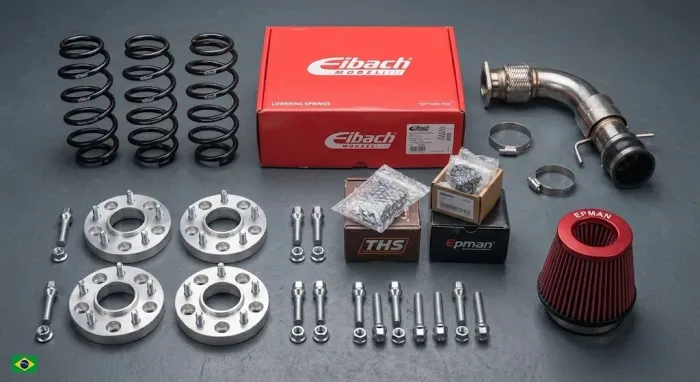 Kit Performance Audi Molas Eibach + Downpipe Inox + Espaçadores + Filtro Esportivo
