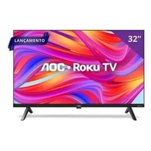 NOVO - Smart TV 32" HD AOC com Roku TV, Comando de Voz, HDMI, USB Wi-Fi e Conversor Digita