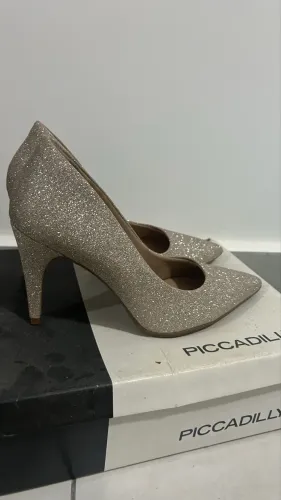 Sapato Scarpin Prata Glitter