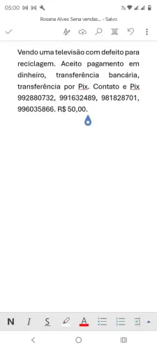 Vendo uma televisão com defeito para reciclagem 32 polegadas.