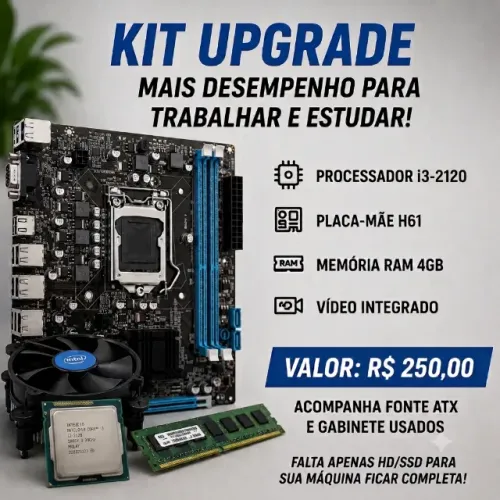 Kit Upgrade para PC (placa mãe h61 + i5-2120 + 4gb memória ram)