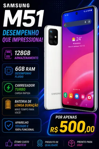Celular M51 128GB 6gb bateria de longa duração