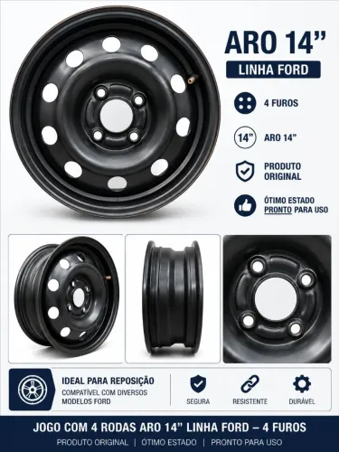 Jogo de Rodas 14 / 4 furos / Ford