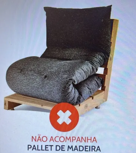 Futon cinza mesclado, não acompanha palet, novo sem uso, medidas 55x60 dobrado, 160x60x11