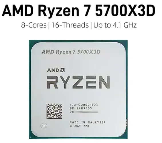 Processador AMD Ryzen 7 5700X3D 3.0GHz (4.1GHz Turbo), 8-Cores 16-Threads, AM4, Sem Cooler