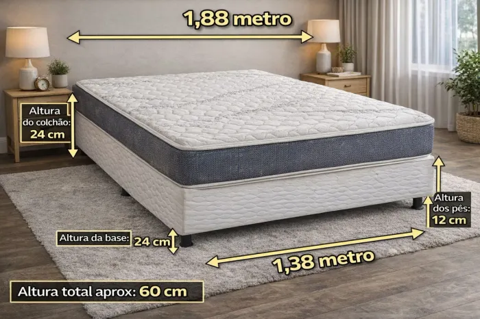 CAMA BOX + COLCHÃO - CONFORTO, ESTRUTURA E QUALIDADE