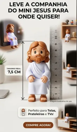 Mini Jesus sentado 7.5 cm para notebook prateleiras tv