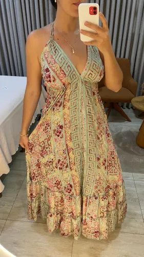 Vestido indiano seda importada