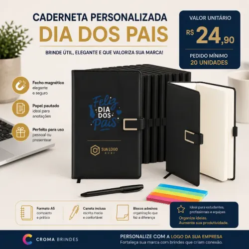 Caderneta A5 Capa Dura 200 Páginas Personalizado