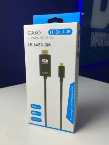 Cabo USB-C para HDMI 4K IT-Blue LE-6633 3 Metros - Notebook, Celular e Tablet na TV (Novo)