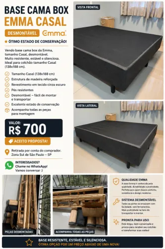 Cama casal Emma desmontável