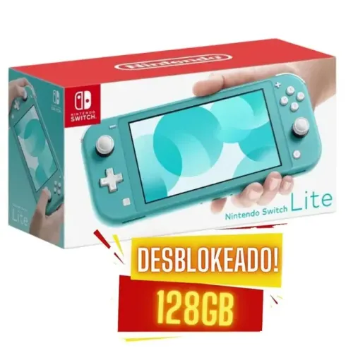 NINTENDO SWITCH LITE AZUL CLARO DESBLOQUEADO 128GB